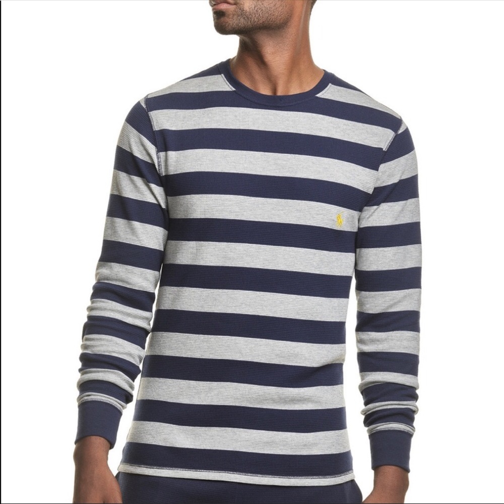 Polo Ralph Lauren, Waffle Knit Striped Thermal, Size M